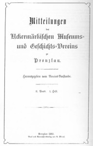 Vorstand Uckermärkischer Museums- und Geschichts- Verein, Mitteilungen des Uckermärkischen Museums- und Geschichts- Vereins zu Prenzlau. Band 2, 1903–1904