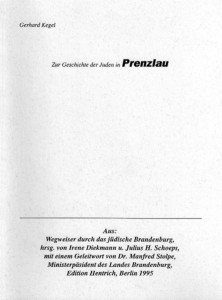 Gerhard Kegel, Zur Geschichte der Juden in Prenzlau. (1995)