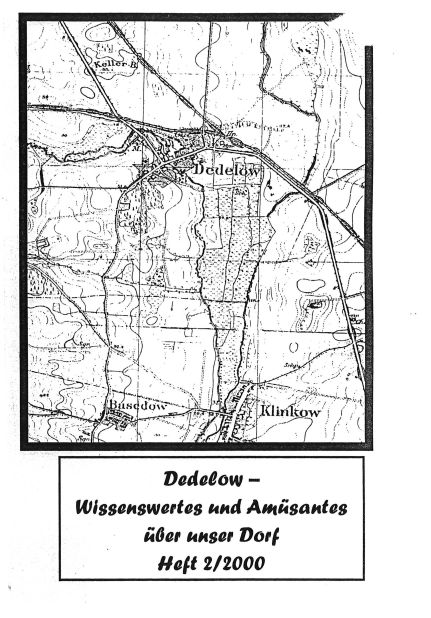 Dedelow – Wissenswertes uns Amüsantes über unser Dorf. (Heft 2, 2000)