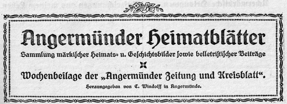 Angermünder Heimatblätter 1922.