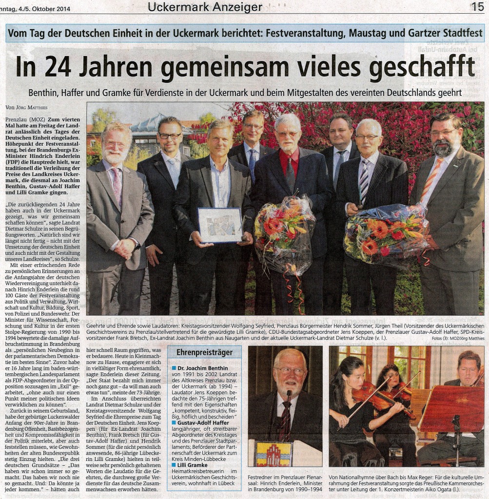 Märkische Oder Zeitung vom 04./05.10.2014