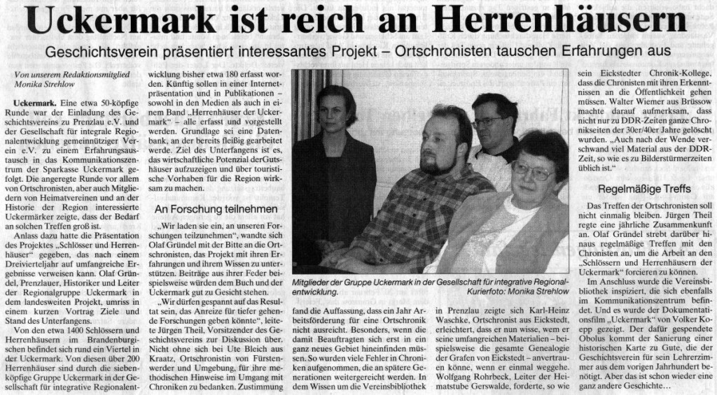 Artikel in der Prenzlauer Zeitung vom 18.02.2003