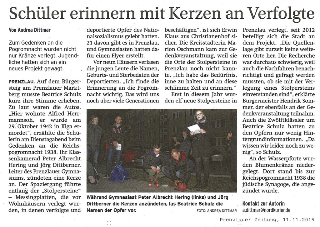 Prenzlauer Zeitung vom 11.11.2015