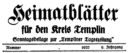 Heimatblätter TP 1927